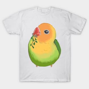Green Baby Lovebird eating Hay and seed T-Shirt